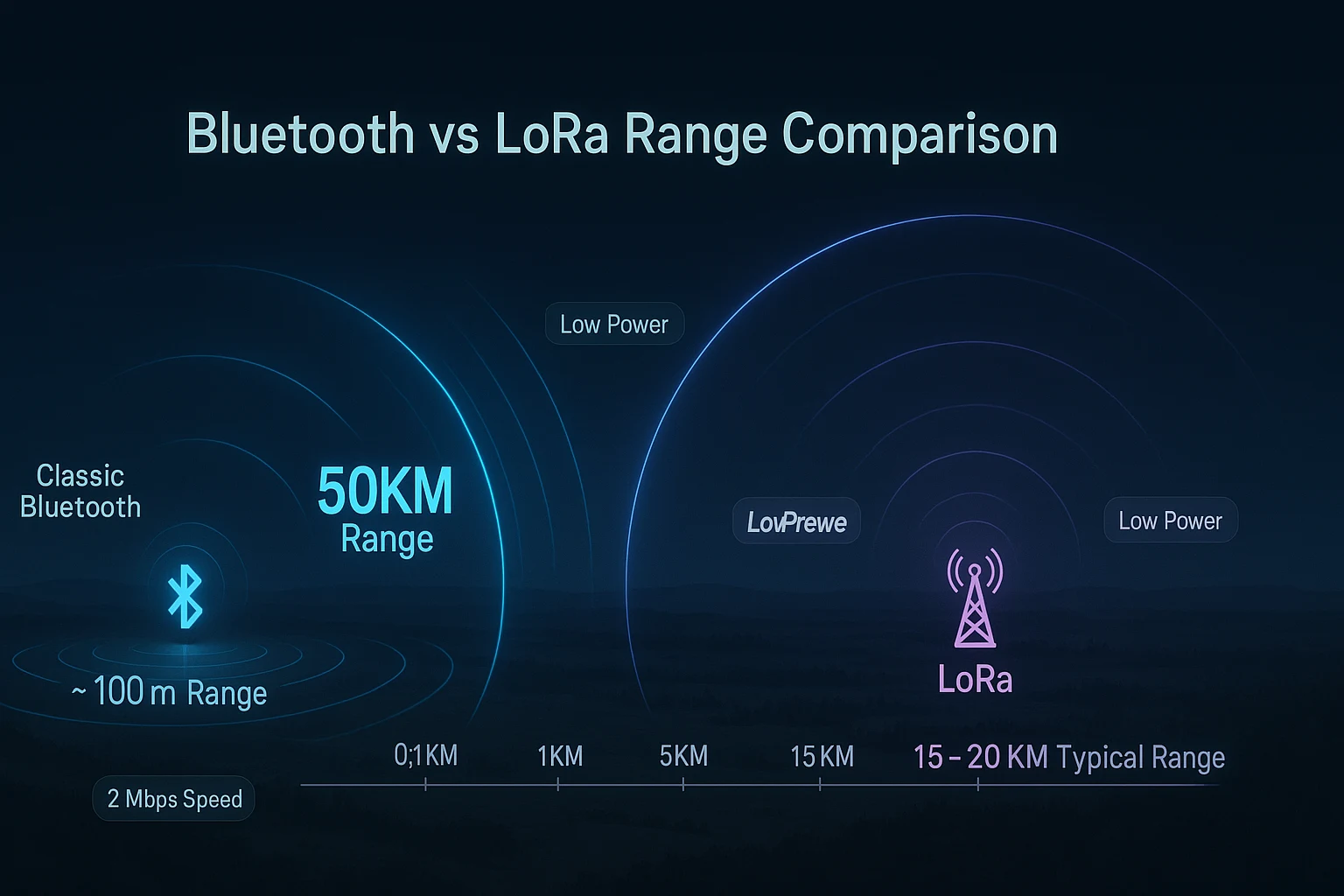 bluetooth vs lora range comparison