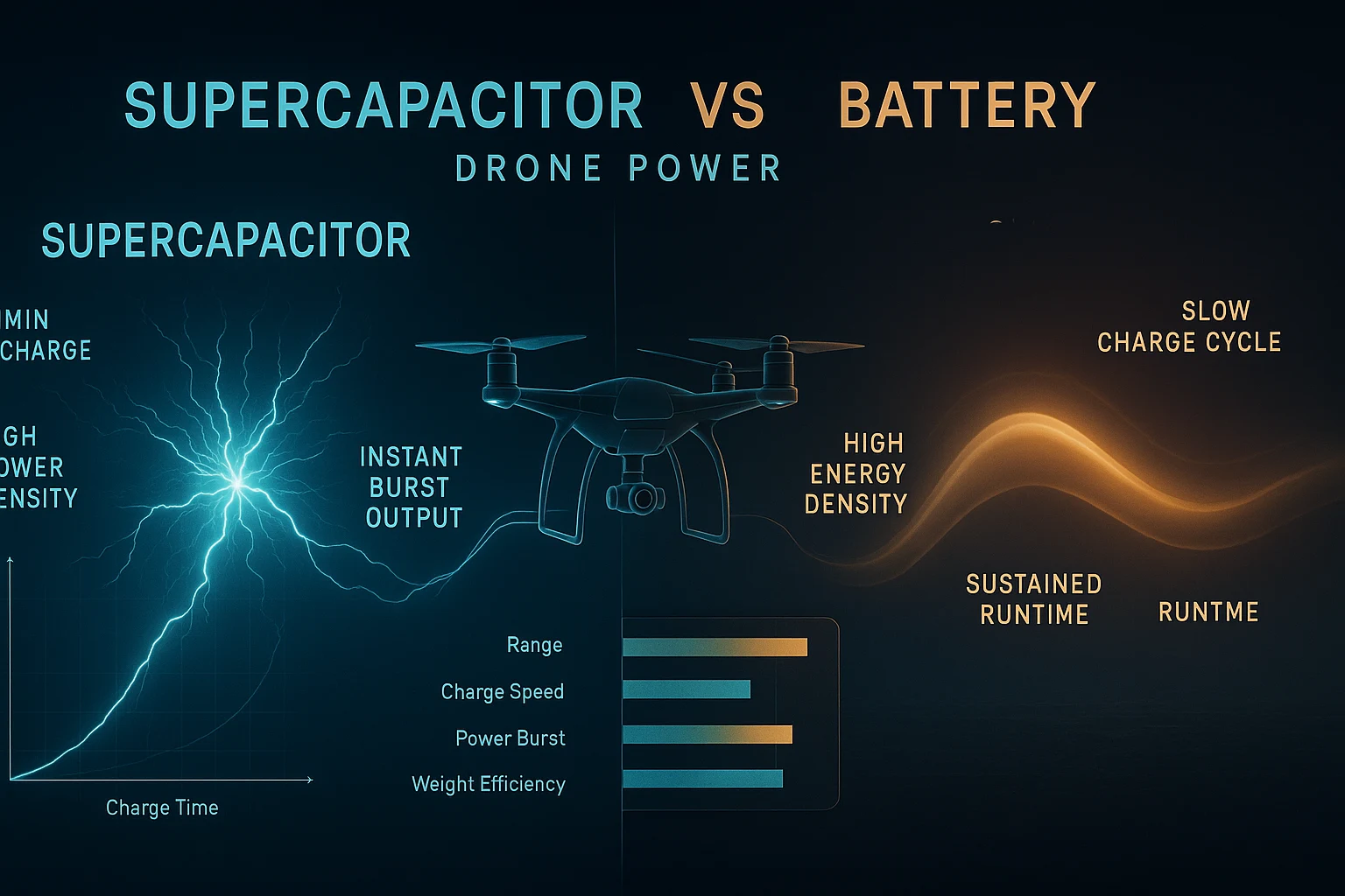 supercapacitor vs battery drone power