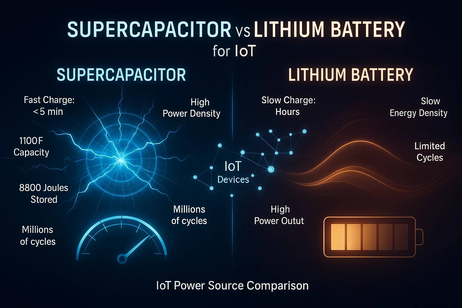 supercapacitor vs lithium battery IoT
